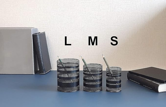 Pen Holder for Desk, Metal Mesh Pencil Holder Cup Organizer Office Stationery Caddy Stand Makeup Brush Holder, Black (1 ea)