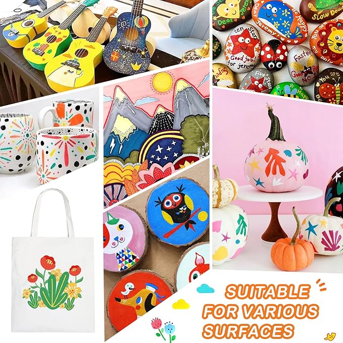 60 Colors Acrylic Paint Pens, Dual Tip Acrylic Paint Markers with Brush Tip and Fine Tip, Acrylic Pens for Rock Painting, Wood, Canvas, Stone, Glass, Ceramic,DIY Crafts Making Art Supplies