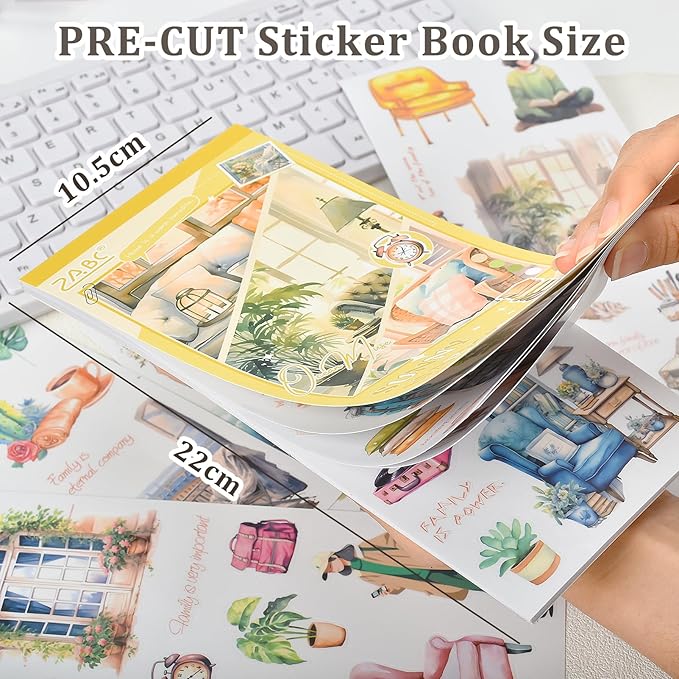 Snycler Sunshine Series Sticker Book - 20 Sheets Vintage PET Stickers for Scrapbooking, Junk Journaling, Ephemera, and Decorative Crafts - Pre-Cut Bright & Cheerful Design Stickers