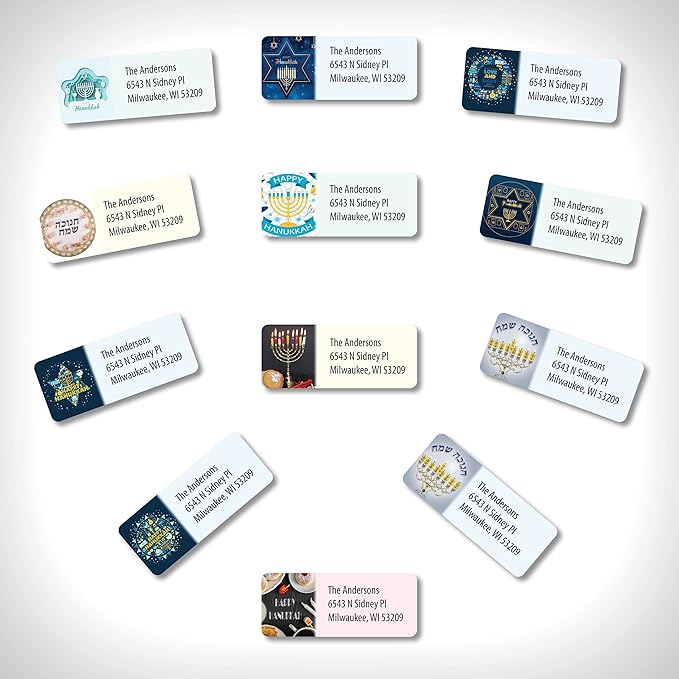 Customized Personalized Hannukah Address Labels - Made in The USA by Kenco (250 Labels, Hannukah)
