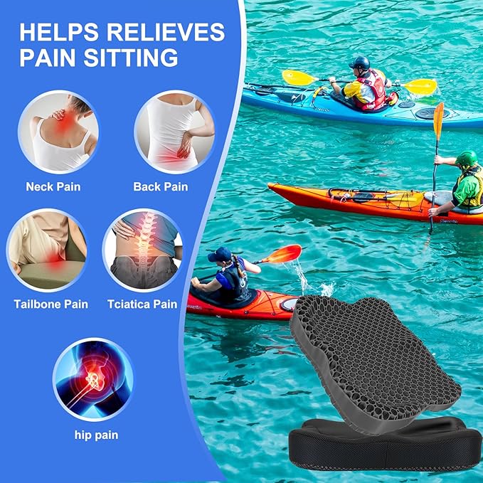 Thicken 19.7in Seat Cushion, Gel Seat Cushion for Long Sitting–Office Chair, Wheelchair, Car Cushion, Large Cooling Pad for Back Pain, Sciatica, Tailbone Pain Relief