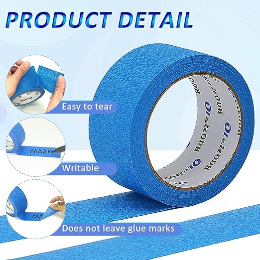 6 Rolls Blue Painters Tape Bulk 3 inch x 60 Yards, Total 360 Yd, Painters Masking Tape No Residue Wall Painting Tape Artist Tape Trim Edge Finishing Tape for Wall Painting Decoration DIY Supplies