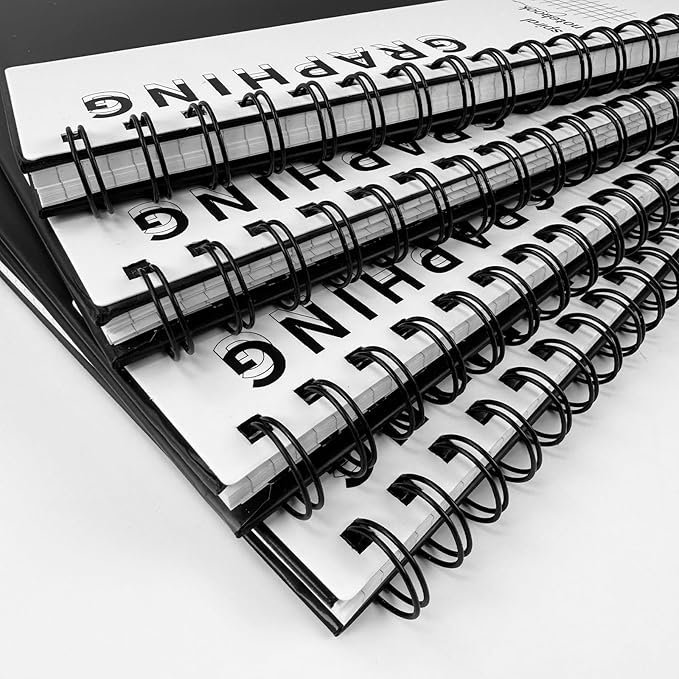 A5 Graph Paper Spiral Notebook 8.5" x 5.7"-4 Pack Grid Notebook Hardcover Notebook 120 Pages 100 GSM Thick Graphing Paper Notebook Hardcover Journal for School, Office, Artist Writing/Drawing