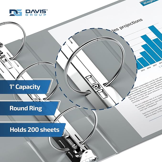 Premium Economy 6-Pack 3-Ring Binders for School or Office, Round-Ring Binders, 1 Inch, Gray