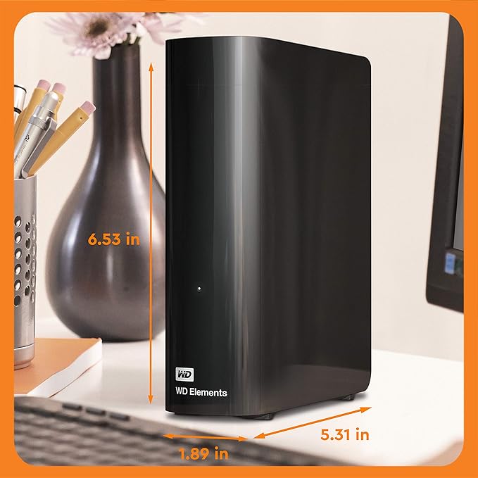 Western Digital 6TB Elements Desktop USB 3.0 external hard drive for plug-and-play storage - WDBWLG0060HBK-NESN