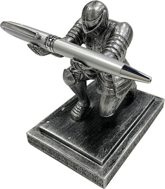 Executive Knight Pen Holder with a Pen Personalized Desk Accessories Decor Home Office Cool Pen Stand Iron