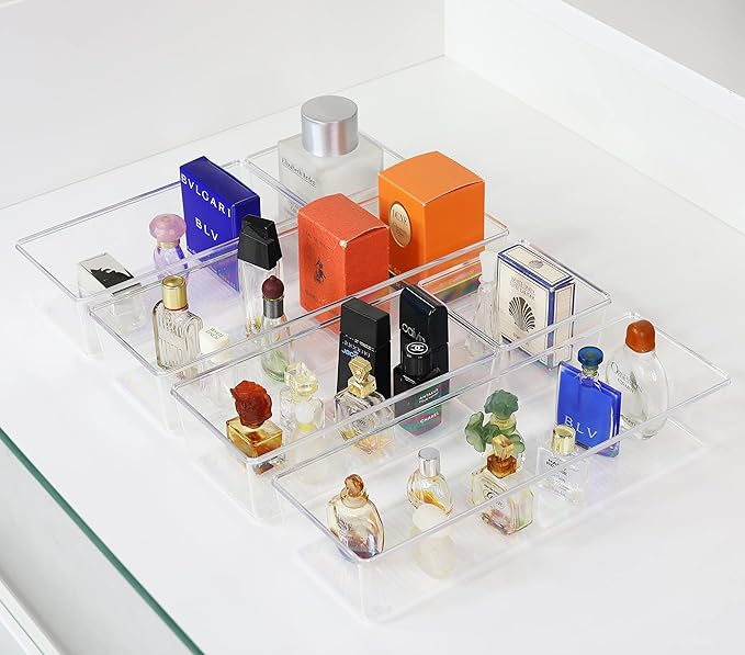 Simple Houseware Clear Drawer Organizer for Office Bin Desk Storage, 3.25"x 6.25", 6 Packs