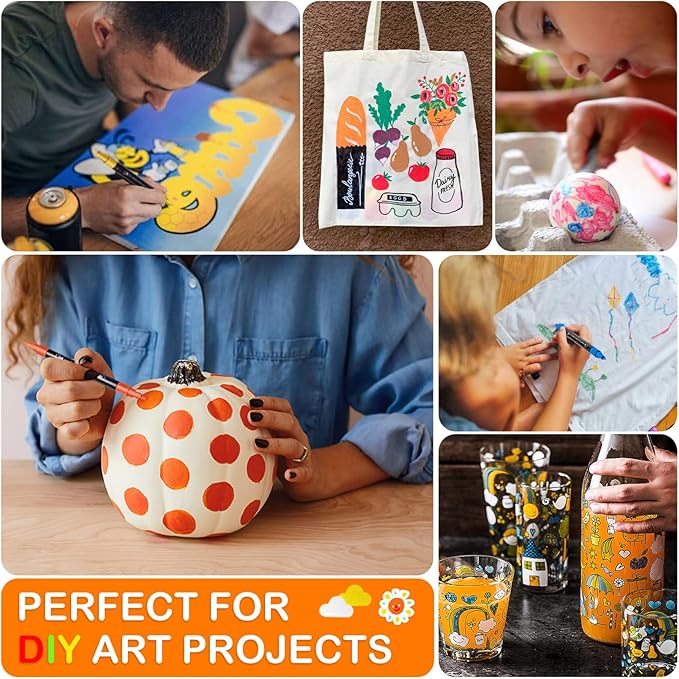 24 Colors Acrylic Paint Pens, Dual Tip Acrylic Paint Markers with Brush Tip and Fine Tip, Acrylic Pens for Rock Painting, Wood, Canvas, Stone, Glass, Ceramic,DIY Crafts Making Art Supplies