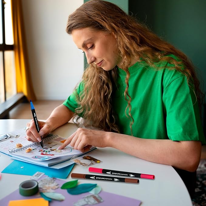 NextG Artz Dual Tip Brush Pens Art Markers, 120 Unique Bright Color, Fineliner & Brush Tip Art Pens for Art Lovers Coloring Drawing Book, Calligraphy Writing, Sketching and Doodling