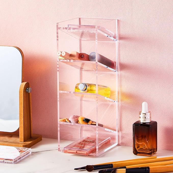 Acrylic Pen Organizer Storage for 50 Markers Vertical Marker Organizer Acrylic Pen Display Holder for Office Desk Desktop Stationery Pencil Storage, Clear, 3.4 x 4 x 10.2 Inch