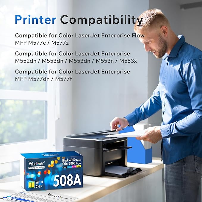 4 Pack for HP 508A Toner Cartridge CF360A CF361A CF362A CF363A High Yield Work for HP Color Laserjet M552 M552dn M553 M553n M553dn M553x M557 M577c M577z M577f M577dn(Black/Cyan/Magenta/Yellow)