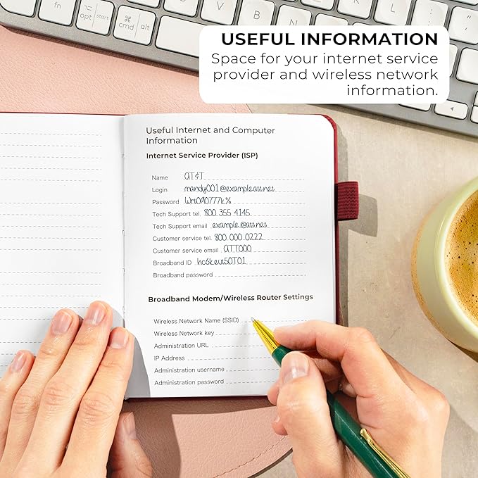 Clever Fox Password Book with alphabetical tabs. Internet Address Organizer Logbook. Small Pocket Password Keeper for Website Logins (Wine Red)