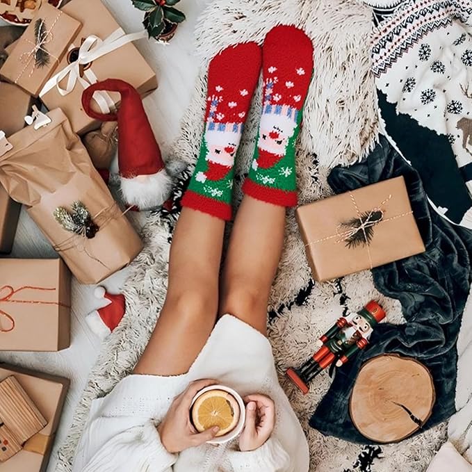 COOPLUS Fuzzy Socks for Women Warm Fluffy Cozy Winter Soft Home Slipper Socks (5 Pairs)