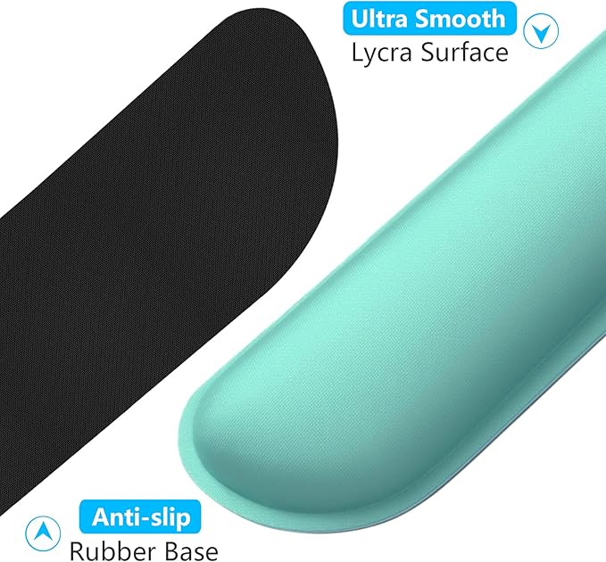 Dapesuom Enlarge Keyboard Wrist Rest, Memory Foam Wrist Cushion for Desk Mats Support, Cute Typing Pain Relief Keyboard Mouse Pad Rests Set with Non-Slip Base for Gaming Laptop Office Computer, Green