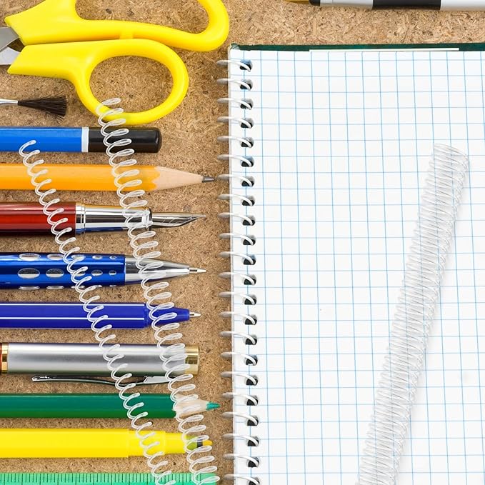 Leinuosen 120 Pack Plastic Spiral Binding Coils Kit Spirals Multi Size Coils for Binding Binder Combs Spines(1/4 5/16 3/8 1/2 5/8 3/4 Inch,Transparent)