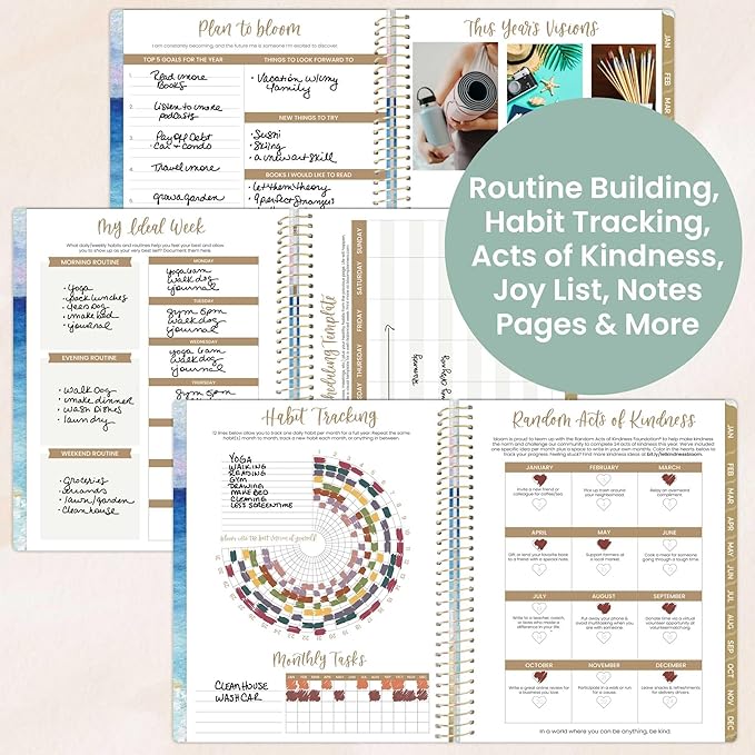 bloom daily planners 2026 Planner (January to December) - 8.5” x 11” Weekly & Monthly Dated Agenda Organizer Book with Stickers & Tabs - Flexible Soft Cover - Coastal Calm