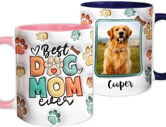 LOVELYPOD Personalized Dog Mom Mug with Name and Photo, Coffee Cups for Pet Lovers, Dog Mom Gifts for Women, Fur Mama Gifts, Mothers Day Mugs