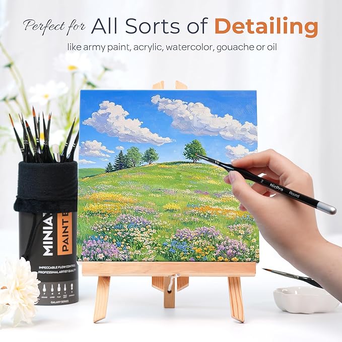 Nicpro Miniature Paint Brushes Drybrush - 21PCS Model Paint Brush Set for Acrylic Oil Watercolor, Detail Paint Brush Dry Brush for Model, Miniature Painting, Paint by Numbers, Craft - with Container