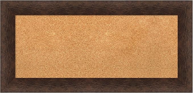 Amanti Art Natural Cork Board for Wall, 17x35 Vision Board with Brown Wood Frame, Medium Corkboard Office Decor for Home Organization, Casual Corkboard Pinboard to Display Items for Home Organization