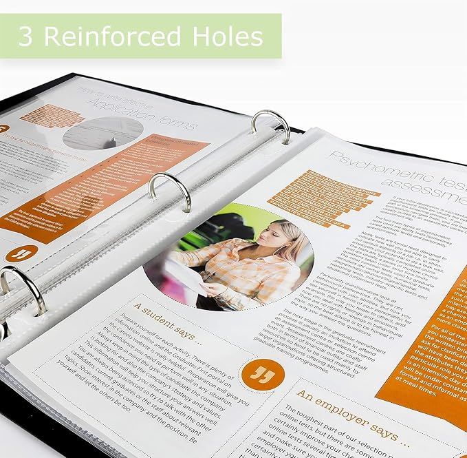 Office Werks 50 Clear Sheet Protectors for 3 Ring Binder, 8.5x11 Inch Page Protectors, Top Loading Paper Protector Sheets with Reinforced Holes, Archival Safe for Documents and Photos