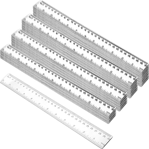 Zonon 60 Pieces 12 Inch Ruler Bulk Clear Plastic Flexible Straight Metric Rulers with Centimeters and Inches Drafting Measuring Tool for Classroom School Students Education