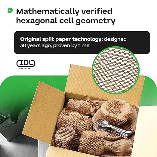 IDL Packaging 15" x 1400' Refill Roll (Pack of 1) for MP-1400USN HexcelWrap Honeycomb Packing Paper Station, Brown - Protective Kraft Paper with Interlocking Slit Design for Shipping