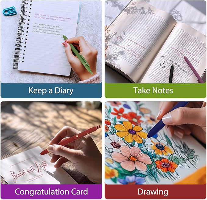 FIOVER Colorful Gel Pens - 6Pcs 0.7mm Multi-Colored Pens, Smooth Writing Coloring Journaling Supplies for Note Taking, Cute Aesthetic Office School Supplies (6Pcs-Vintage Colorful)