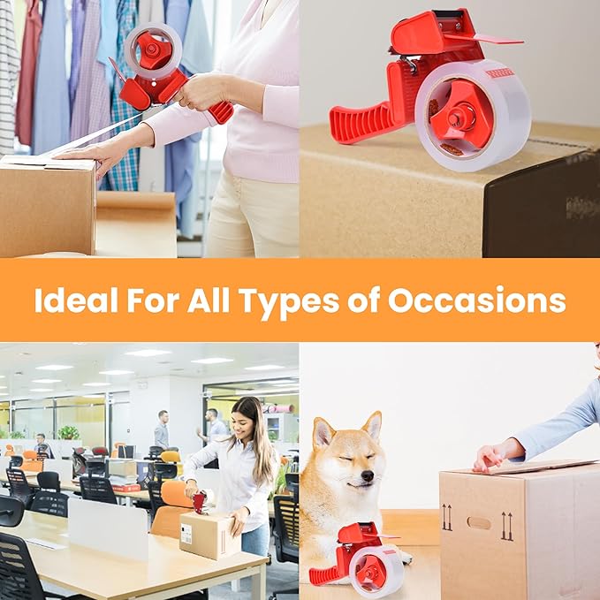 Packing Tape with Dispenser, 30Rolls Tape with 30 Free Dispensers, 2.6mil x1.88 x 55yd Heavy Duty Packaging Tape Clear Adhesive Box Tape for Carton Sealing, Moving, Shipping