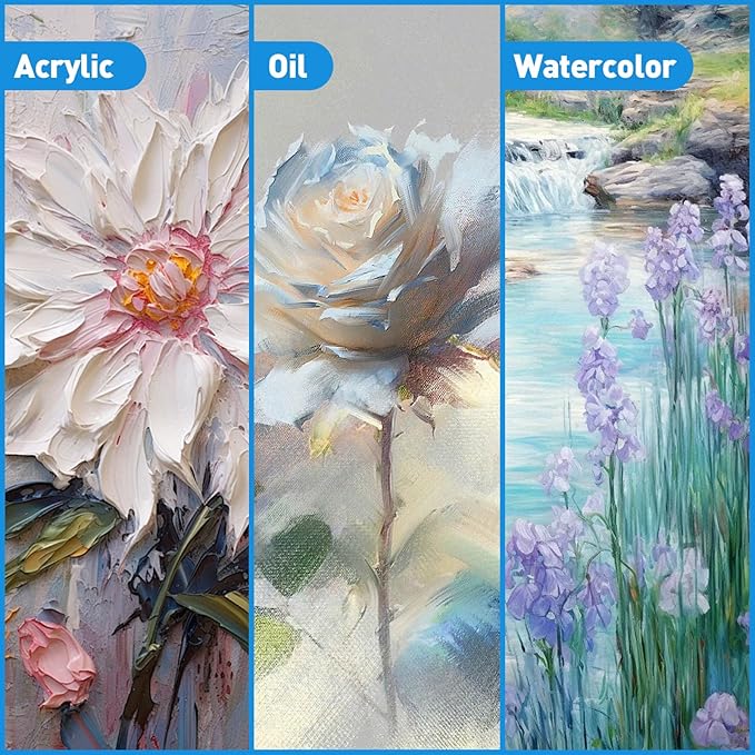 ESRICH 78Pack Acrylic Paint Set, Painting Kits for Adults, Paints Kit With3 Pack of 12 Colors Paint 3 Sets of Wooden Easels, Canvas, Brushes, Palette,Art Paint Supplies Kit for Adults Kids Beginner