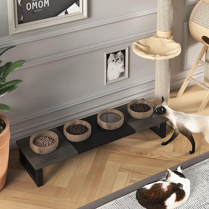 WESTREE Dual Monitor Stand Riser, Wood and Steel Monitor Stand Riser, Computer Monitor Stand for 2 Monitors, Multi-Purpose Desktop Storage Stand for Computer,Laptop,Printer,TV