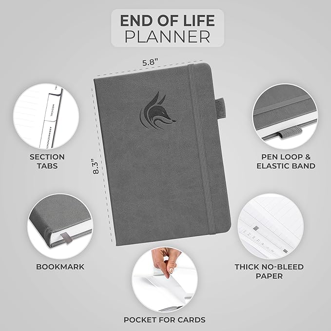 Clever Fox End of Life Planner – Final Arrangements Organizer for Beneficiary, Will Preparation, Last Wishes & Funeral Planning, A5 (Gray)