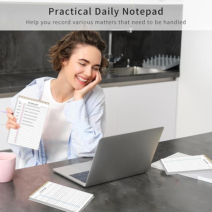 3Pcs To Do List Notepad,Undated Daily Planner Notebook With To Do List Notepad,Planner Spiral Checklist for School Office A5 Size