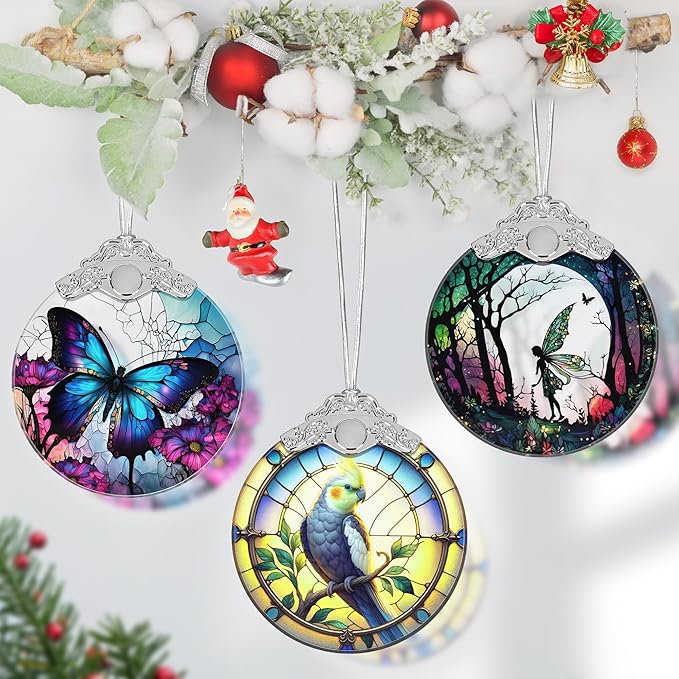 Cockatiel Christmas Ornament - Stained Glass Cockatiel Decor for Tree