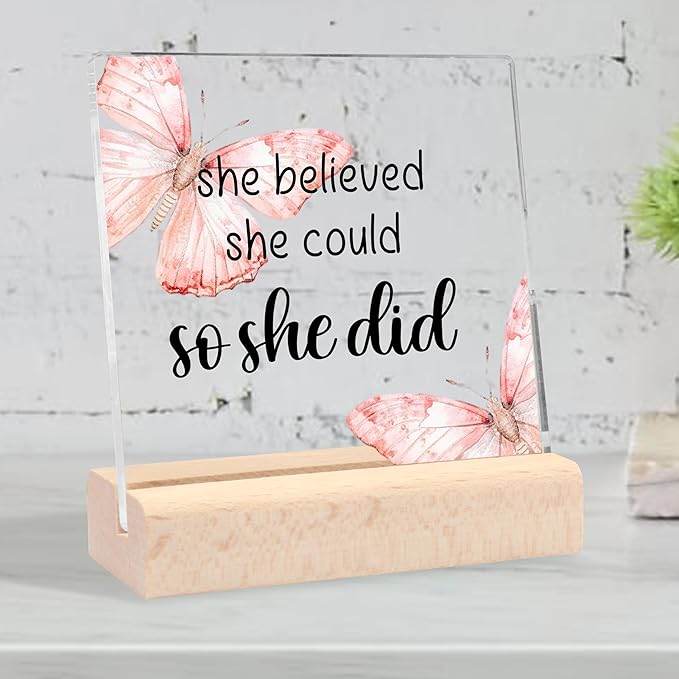 Inspirational Gifts for Women, Encouragement Motivational Gifts for Women She Believed She Could So She Did Desk Decorative Sign, Congratulations Gifts New Job Gifts Graduation Gifts for Her