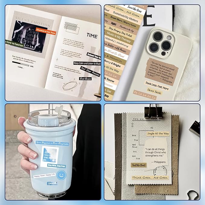 Quote Stickers for Journaling, 48 Sheets 2800Pcs+ Word Motivational Inspirational Small Talk Stickers for Scrapbook Junk Journal Bullet Journal DIY Craft Card Making