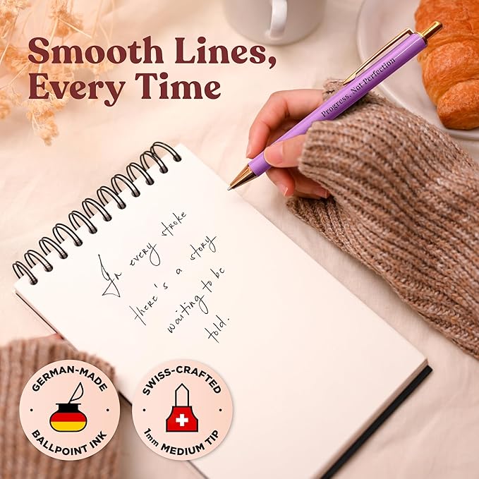 MESMOS Meaningful Sobriety Gifts for Women, 3pk Fancy Pen Set with German-Made Ink, Inspirational Pens, Proud of You Sober Gifts, Sober Affirmation Quote