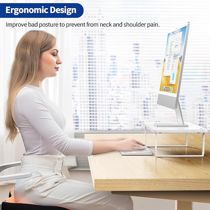 BESIGN MS01 Monitor Stand Riser, Height Adjustable Laptop Stand, Computer Monitor Stand for Monitor, Computer,Laptop,Printer (White)