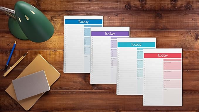 Better Office Products To Do List Notepad, 7" x 10" Today Note Pad, 52 Sheets, Daily Agenda Productivity Checklist Organizer (4 Pack)