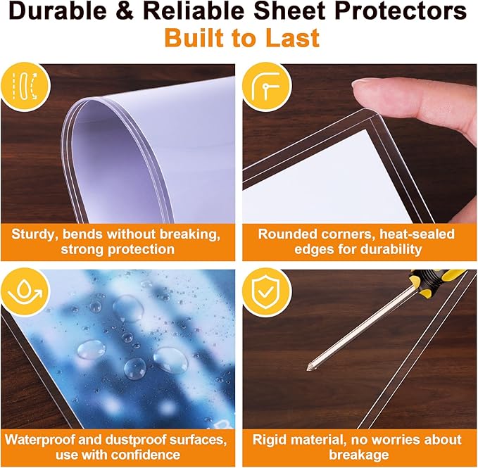 Ndsox 10 Pack 8.5" x 14" Rigid Print Protectors Clear Hard Plastic Sheet Protectors Top-Loading Rigid Menu Covers for Legal Size Paper, Documents, Photo, Posters, Prints, Artworks, Birth Certificates