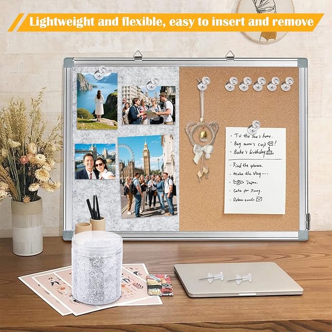 1000 Count Push Pins Tacks, Thumb Tacks with Clear Plastic Head and Steel Point for Wall, Clear Push Pins for Bulletin Board, Wall Hanging, Cork Board, Calendar, Photo, Home, Office, Craft Projects