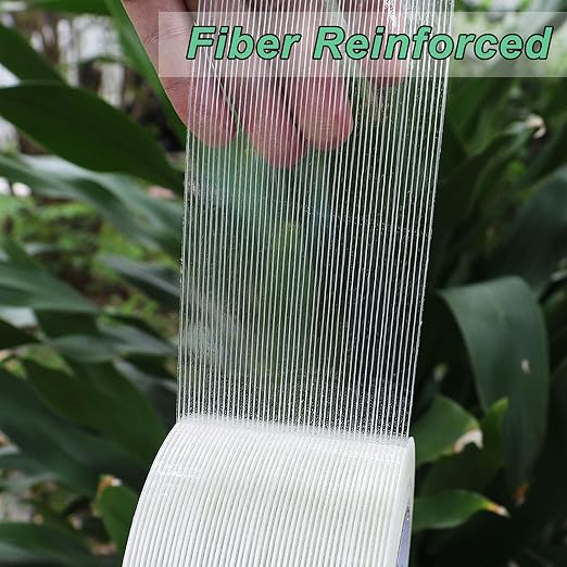 BOMEI PACK Fiber Reinforced Packing Tape 3 Inch, Heavy Duty Wide Strapping Tape, 4Rolls x 5.9Mil x 60Yds, Total 240Yds