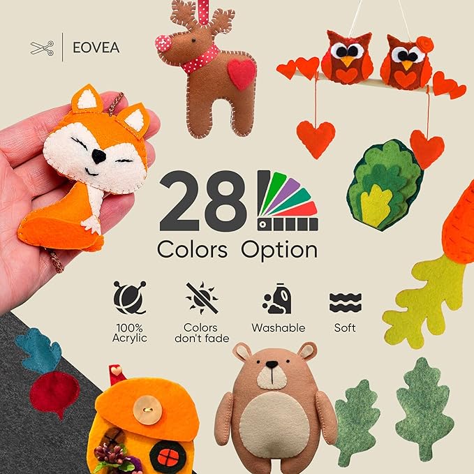 EOVEA | Acrylic Felt Fabric by The Yard - Non-Stiff, Soft Material - 72" Wide - 1.6mm Thick Felt Sheets for DIY Crafts, Sewing, Upholstery, Cushion, Padding(Black, 2 Yard)