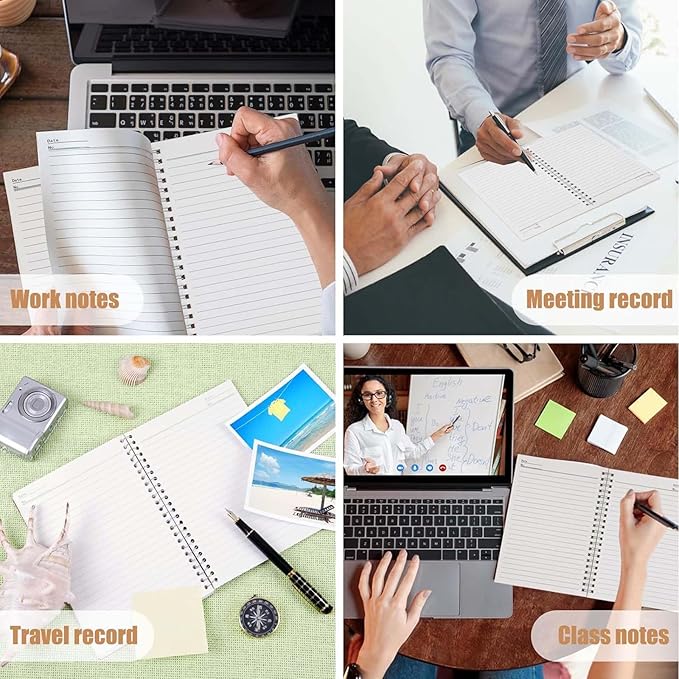 GINMLYDA Small Spiral Notebook A5, 6Pack 120 Lined Pages 8.25x5.5 Inches Brown Spiral Journal Kraft Cover Notebooks & Writing Pads for School Home Office Aesthetic Sketch Drawing Note