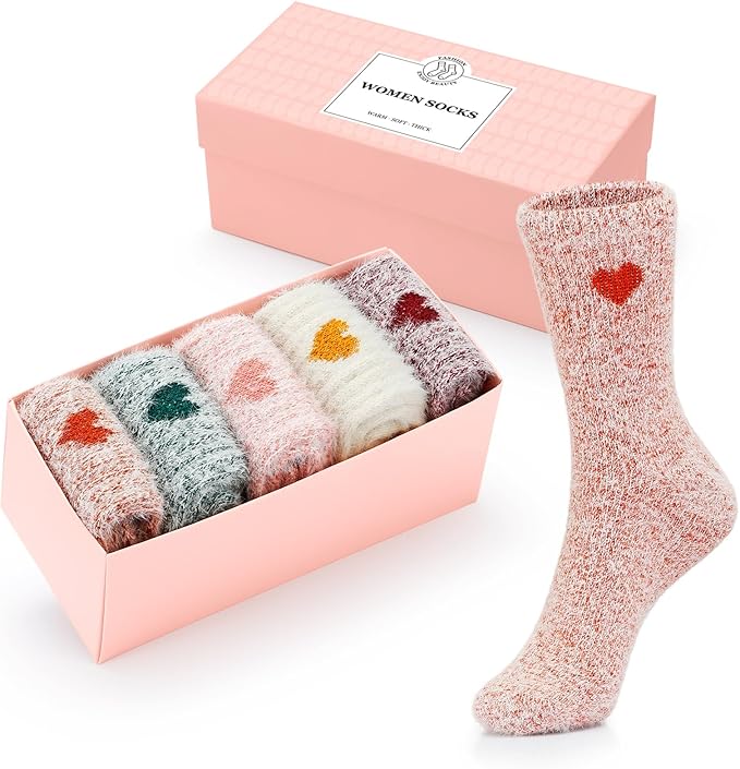 5 Pairs Fuzzy Soft Cozy Comfortable Socks for Women, Casual Sleep Comfy Socks, Perfect Warm Winter Gifts for Women