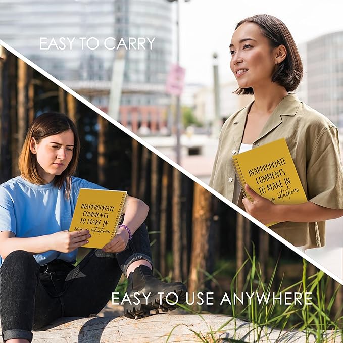 Funny Spiral Notebook for coworkers, Inappropriate Comments to Make in Serious Situations Journal Notebook, Funny Yellow Notebooks for School Work, Humor Office Supplies Gifts for Women, 5.5x8.3