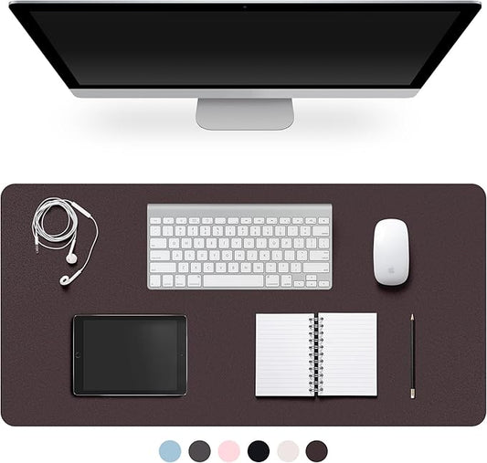 Leather Desk Pad Protector,Non-Slip Desk Pad,on-Slip PU Leather Large Mouse Pad,Easy Clean Desk Protecor Mat,Writing Pad for Office Work/Home/Decor(Dark Coffee, 31.5" x 15.7")