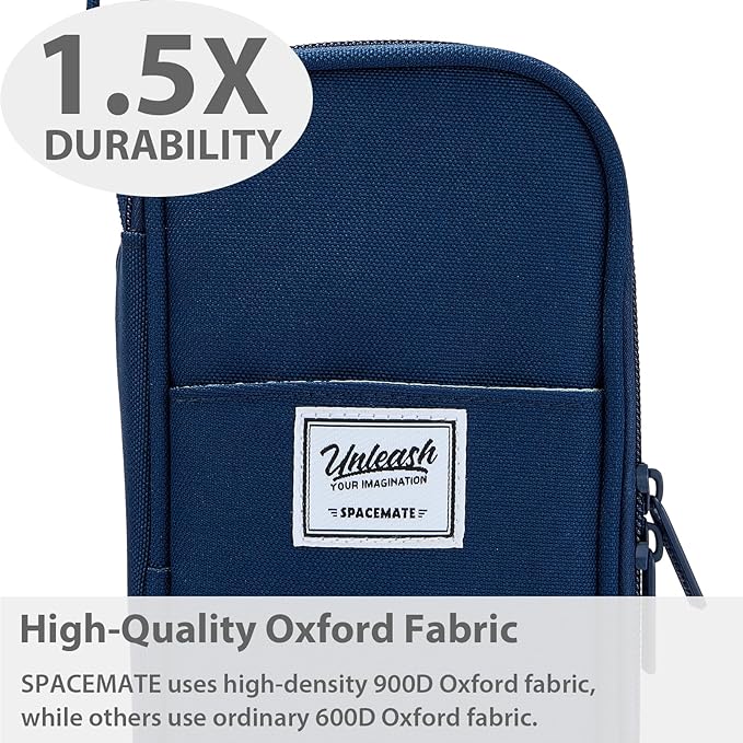 Pencil Case Pouch Box Bag School Supplies Girls Boys Kids, Cute Preppy Stuff Large Big Capacity Aesthetic Pen Organizer, Back to College Stationary, Navy Blue, Classic Stlye, 1800ml