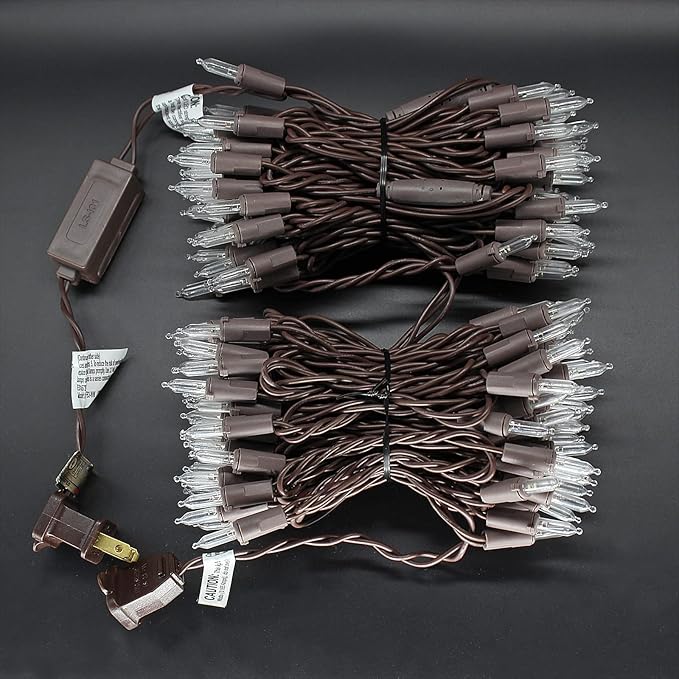 150 LED Warm White Christmas Lights on Brown Wire, 50 Feet Xmas Tree Lights, UL Certified for Outdoor Indoor