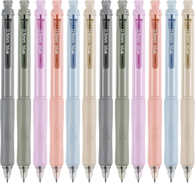 Linbsunne Erasable Pens 0.5mm Gel Ink Pens for School Office Fine Point Pens Smooth Writing Work Pen with Erasers (12-count,Blue Ink)