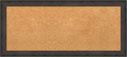 Amanti Art Natural Cork Board for Wall, 15x33 Vision Board with Black Wood Frame, Medium Corkboard Office Decor for Home Organization, Modern Contemporary Corkboard Pinboard to display items for home